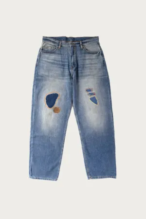 Baggy Fit Jean - Mid Wash Repair