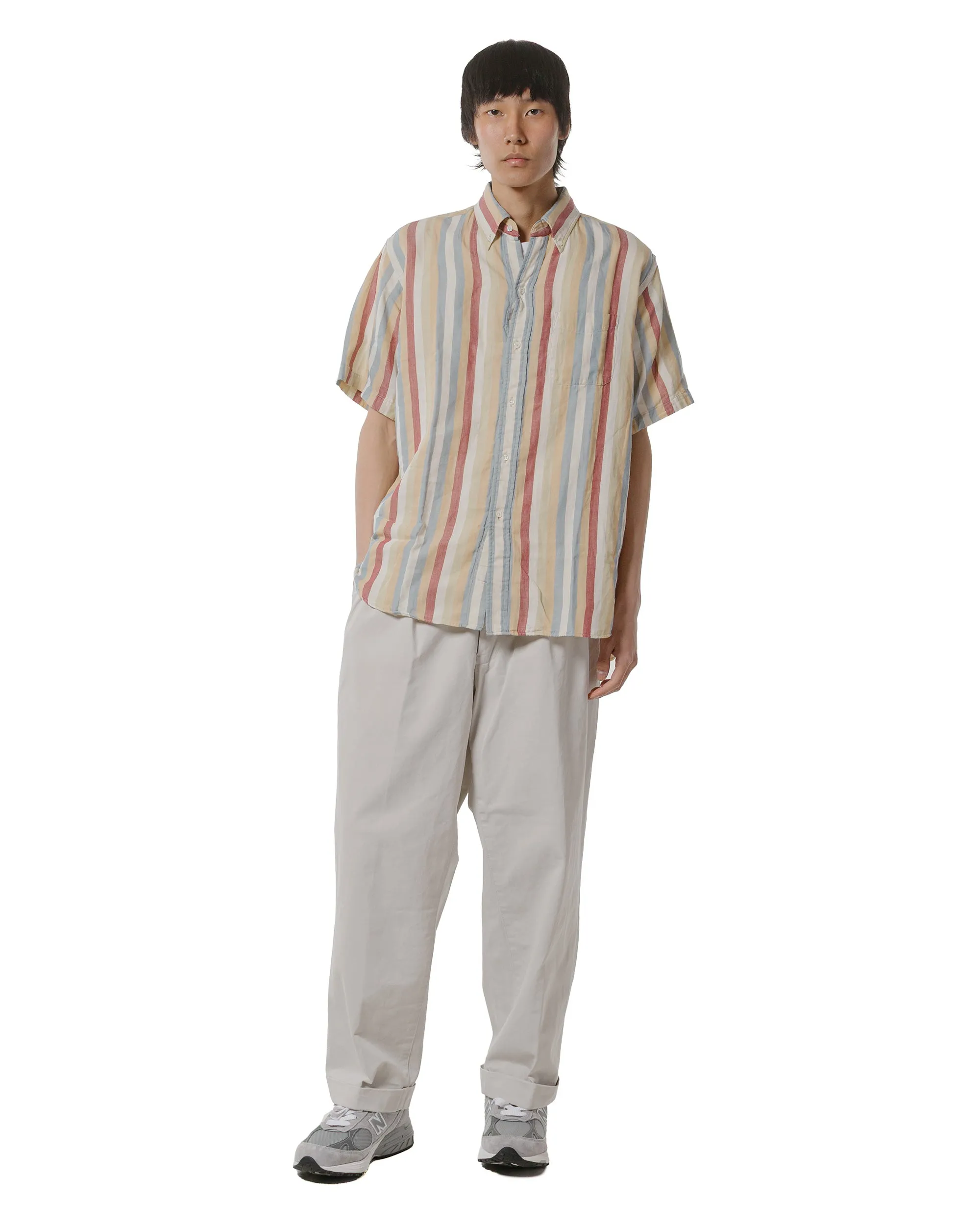 Beams Plus B.D. Classic-Fit Multi Stripe Double Gauze Beige