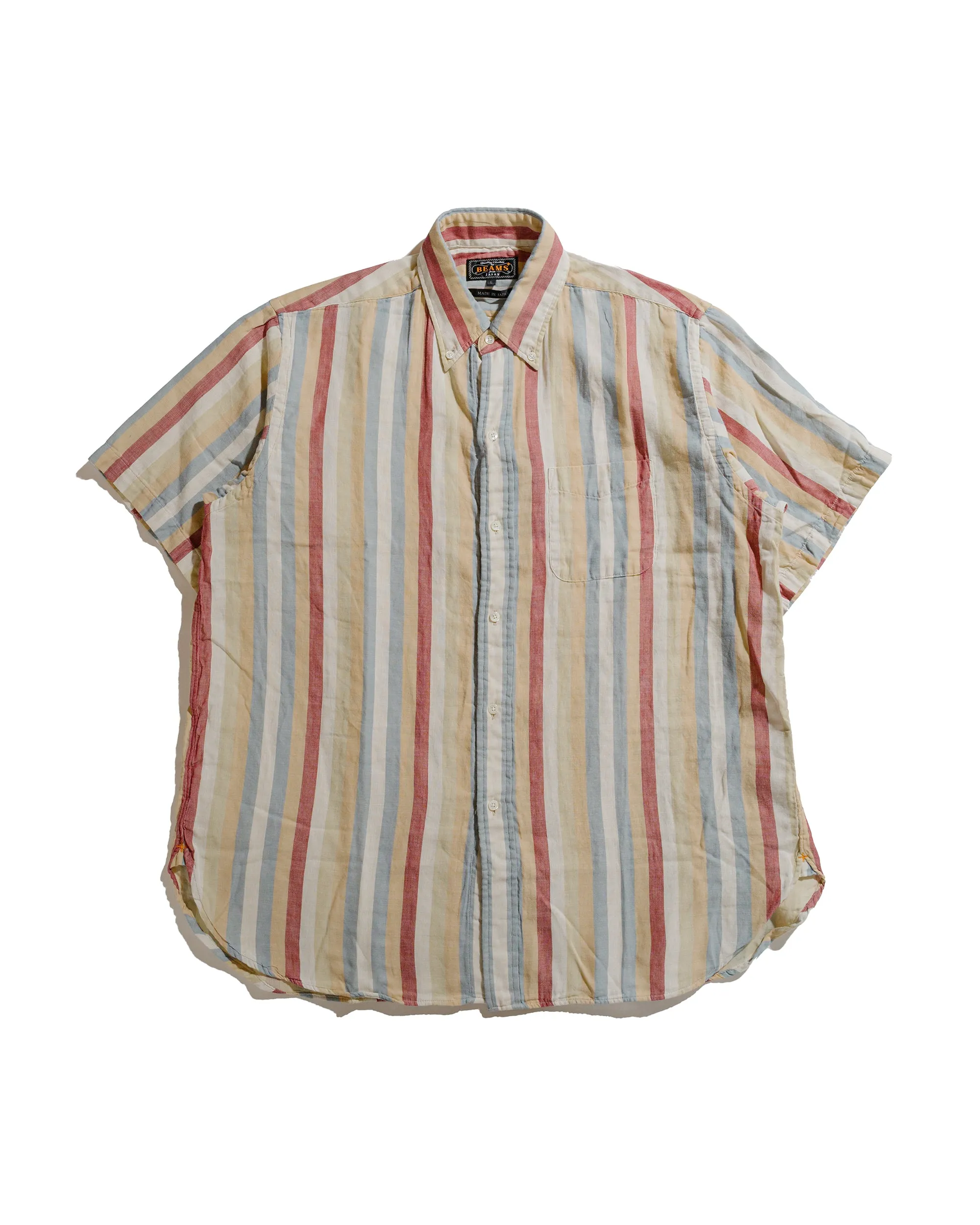 Beams Plus B.D. Classic-Fit Multi Stripe Double Gauze Beige
