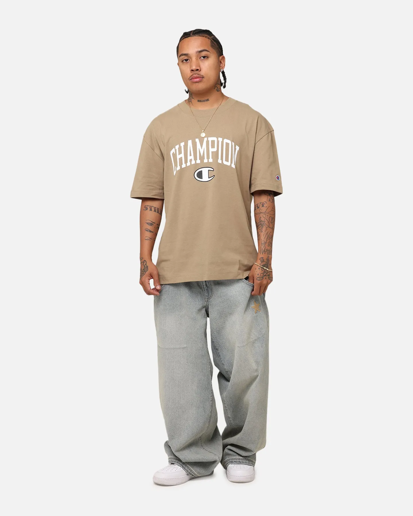 Champion Heritage Varsity Graphic T-Shirt Whole Wheat Khaki