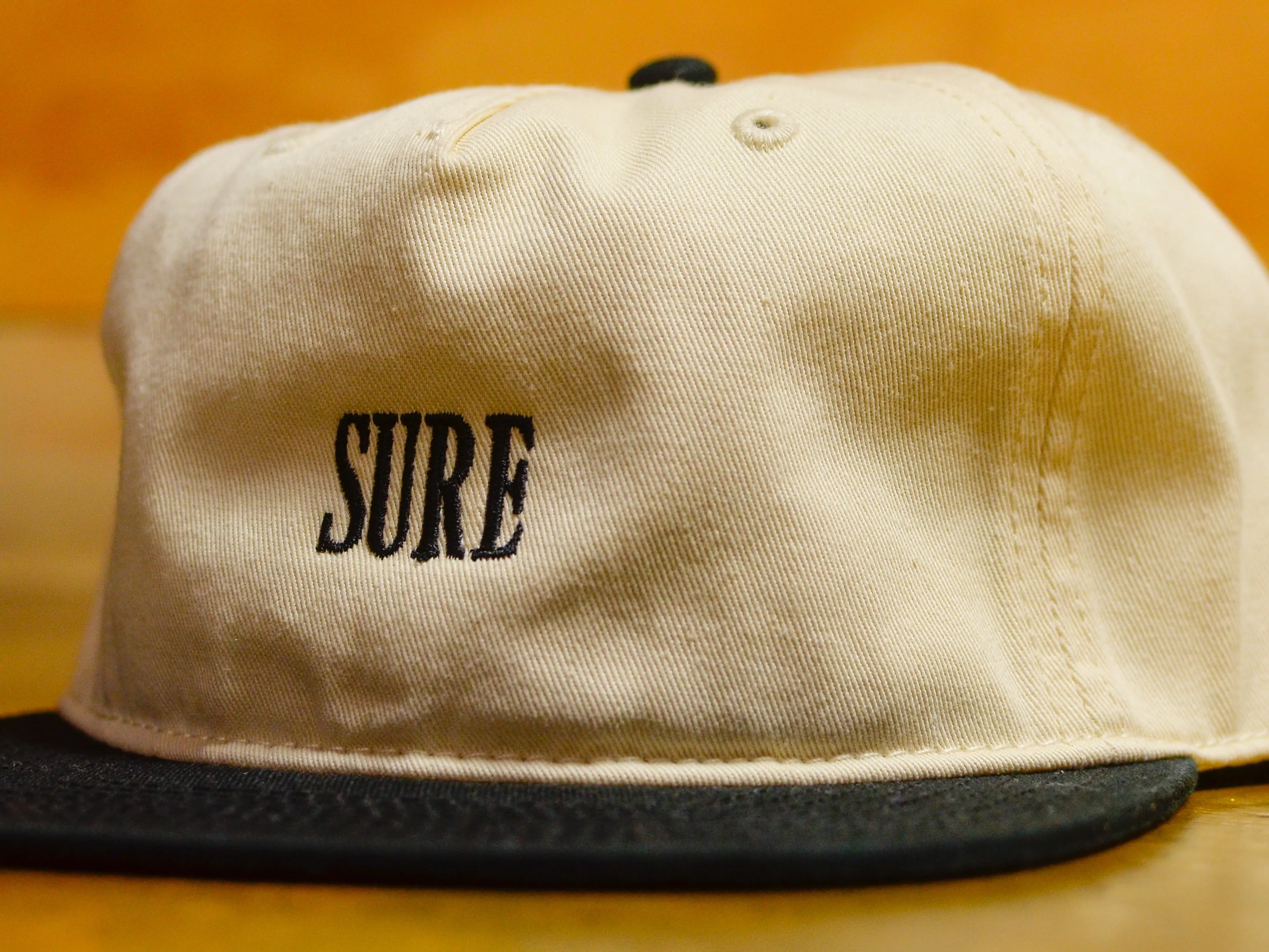 Crew Embroidered 2 Tone 5 Panel Snapback Cap - Natural / Black