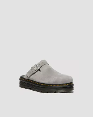 Dr Martens Zebzag Suede Casual Slingback Platform Mules in Grey