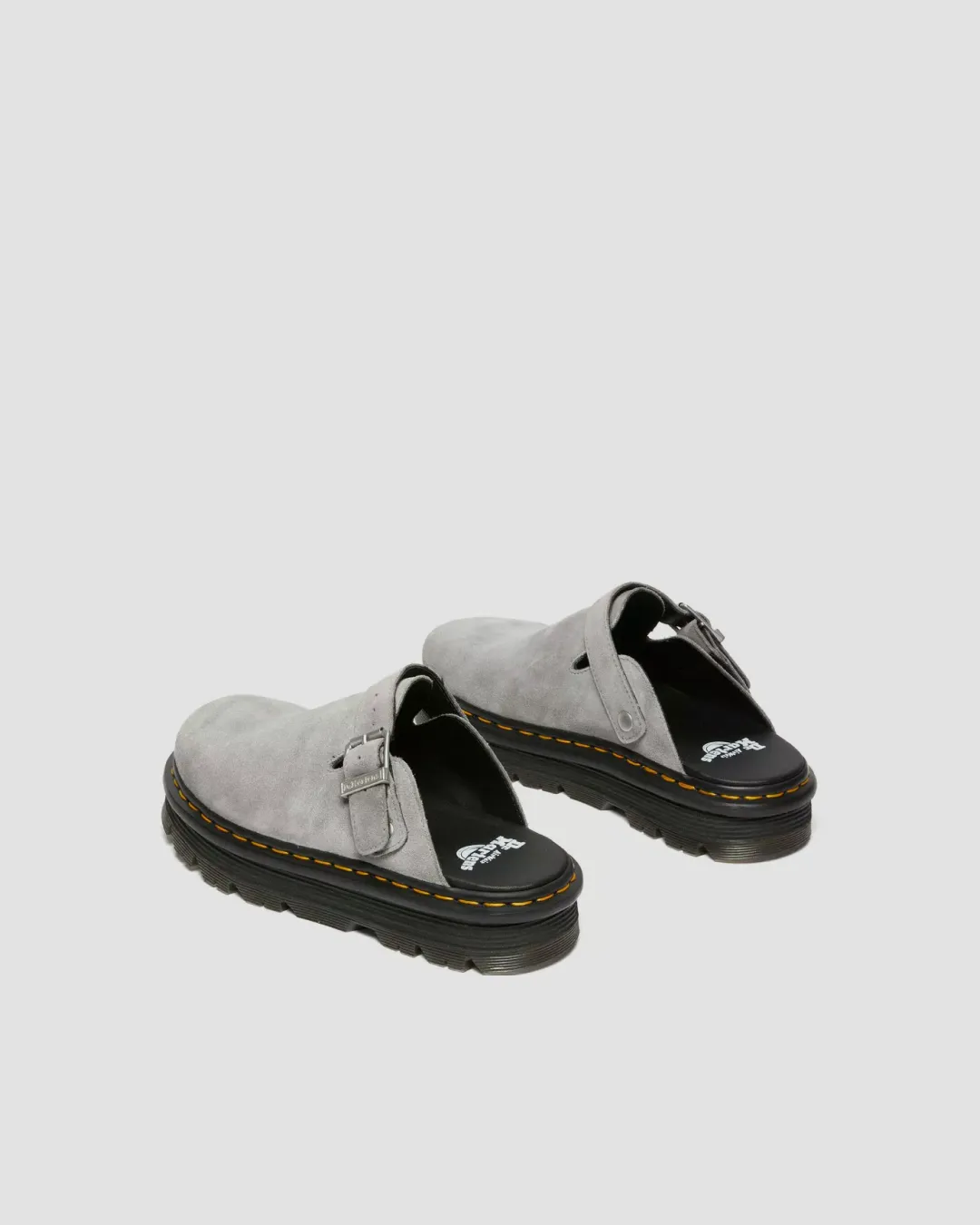 Dr Martens Zebzag Suede Casual Slingback Platform Mules in Grey