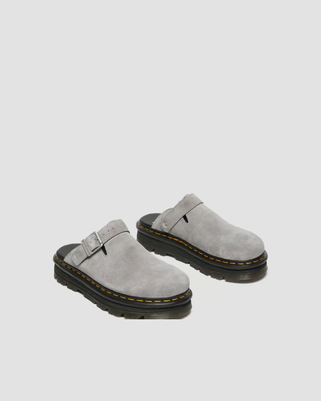 Dr Martens Zebzag Suede Casual Slingback Platform Mules in Grey