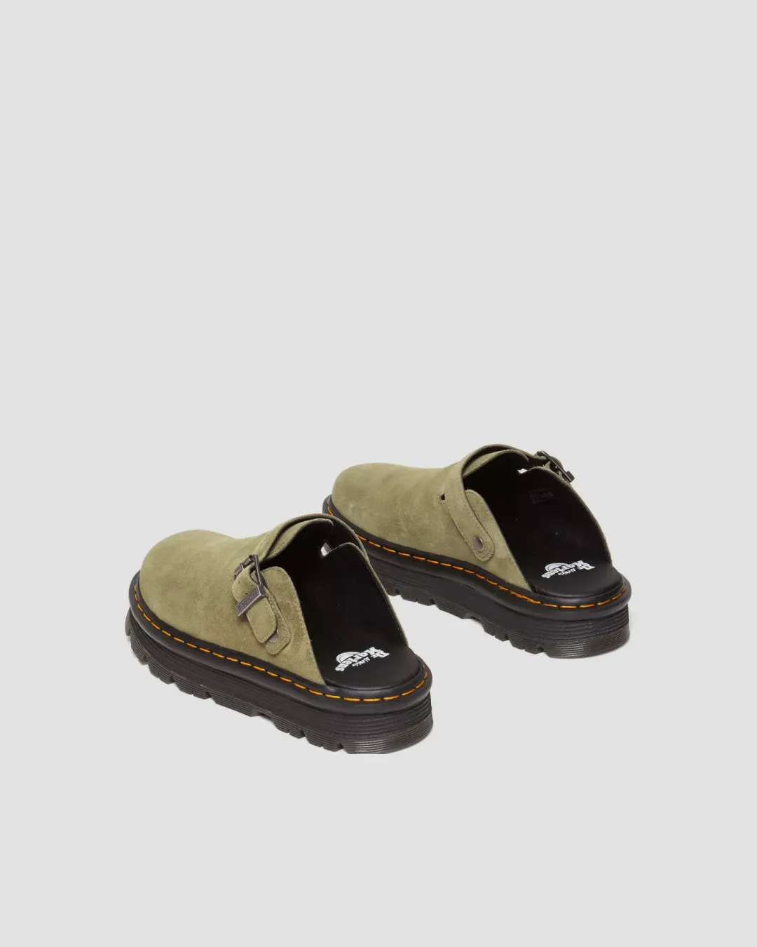 Dr Martens Zebzag Suede Casual Slingback Platform Mules in Muted Olive