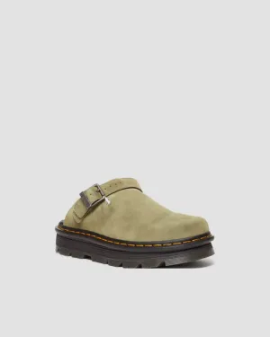 Dr Martens Zebzag Suede Casual Slingback Platform Mules in Muted Olive