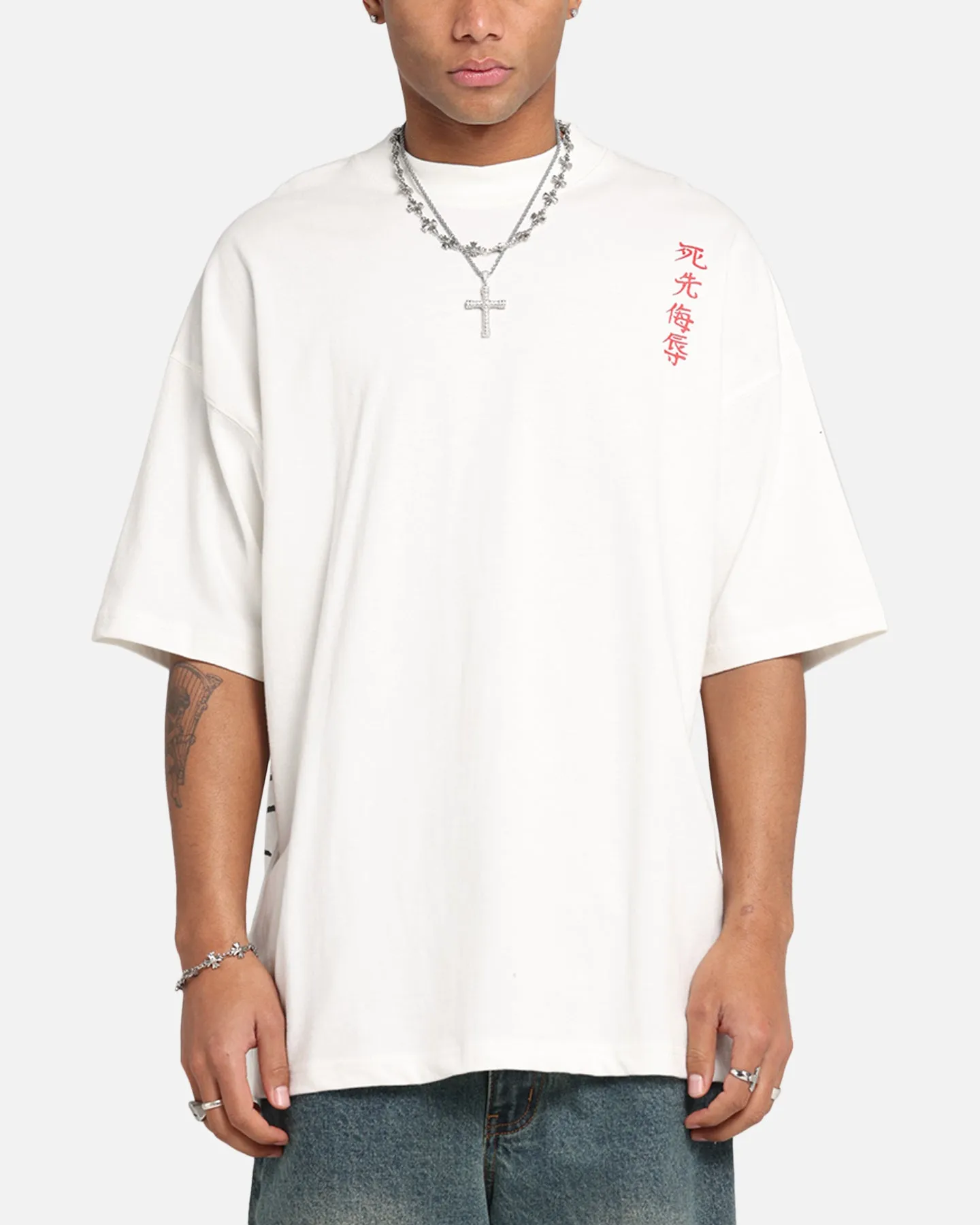Ed Hardy Tiger Oversized Print T-Shirt Off White