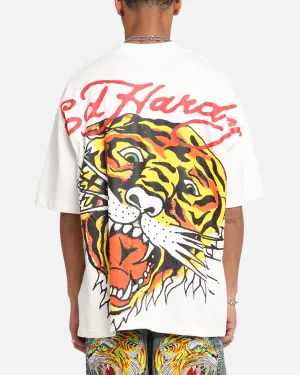 Ed Hardy Tiger Oversized Print T-Shirt Off White