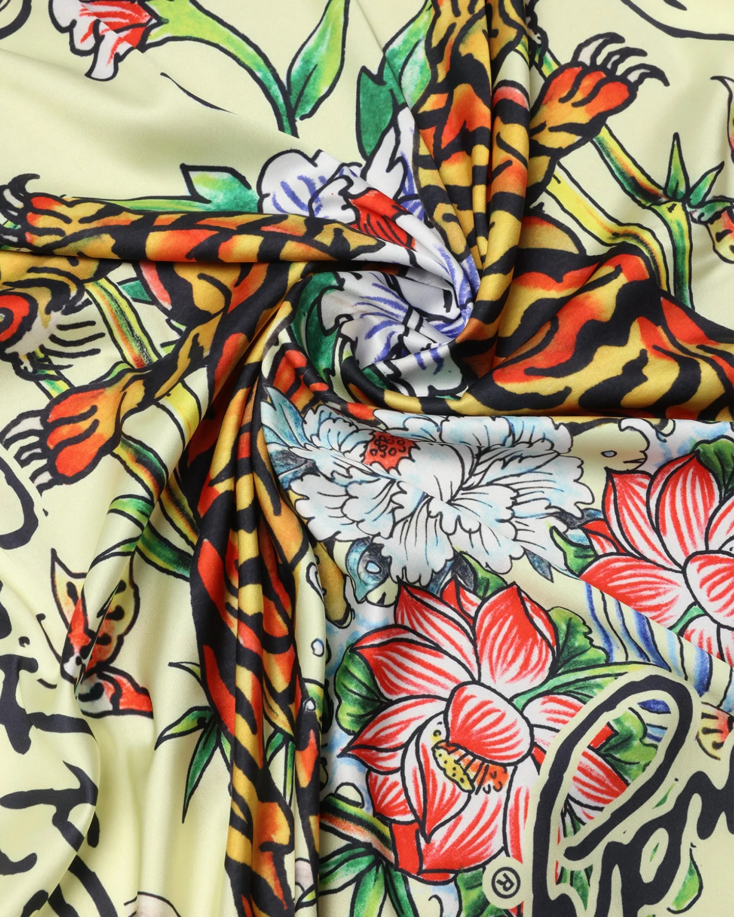 Ed Hardy Women's Feline Bandana Scarf Yellow