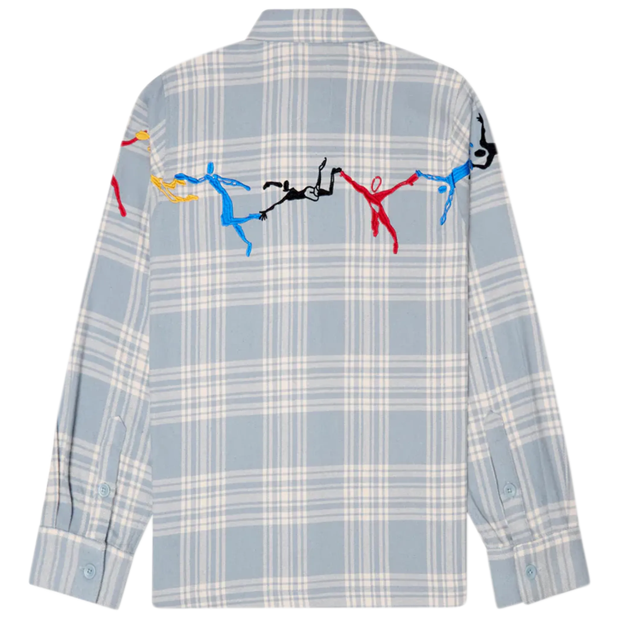 Embroidered Swinging Figures Flannel Shirt