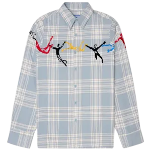 Embroidered Swinging Figures Flannel Shirt