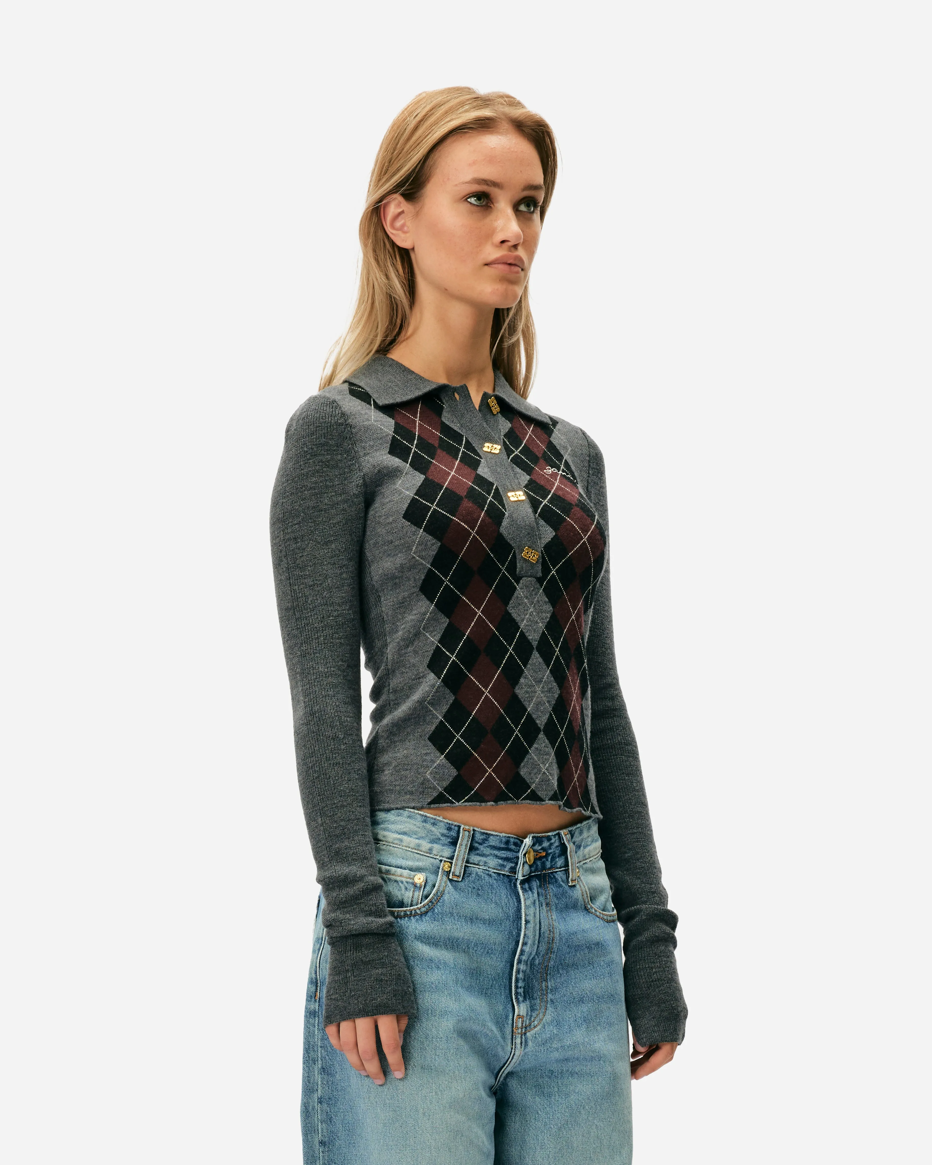 Fine Merino Jacquard Polo