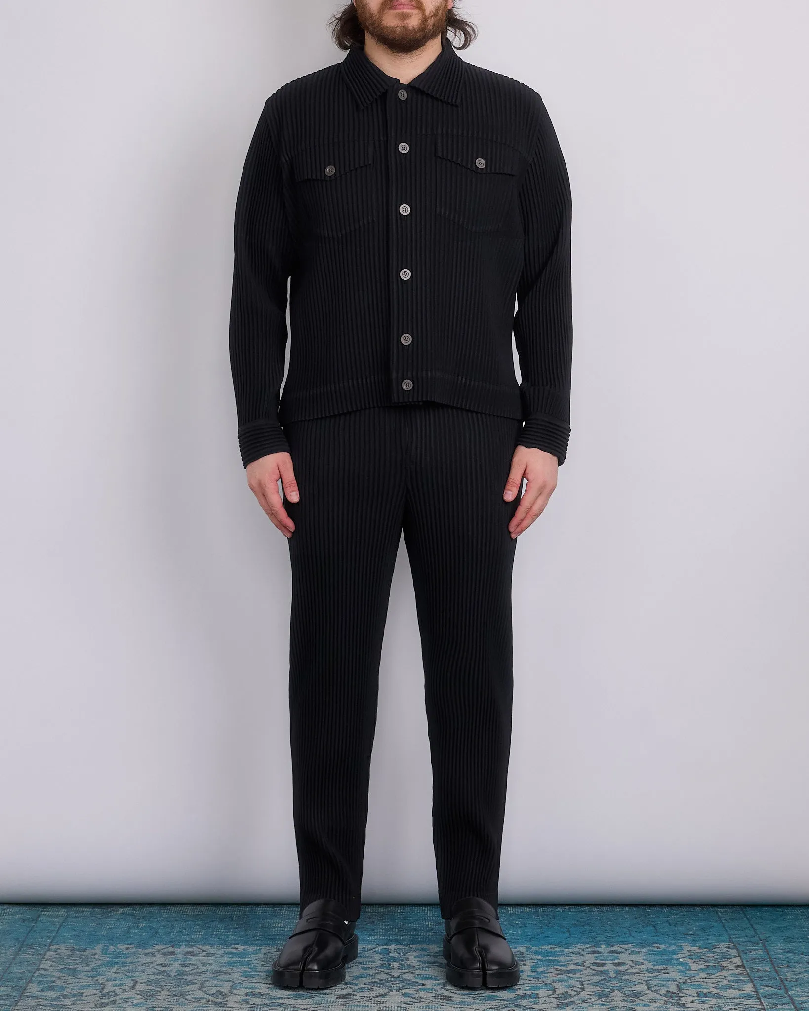 HOMME PLISS ISSEY MIYAKE Wool Like Light Trucker Jacket Black