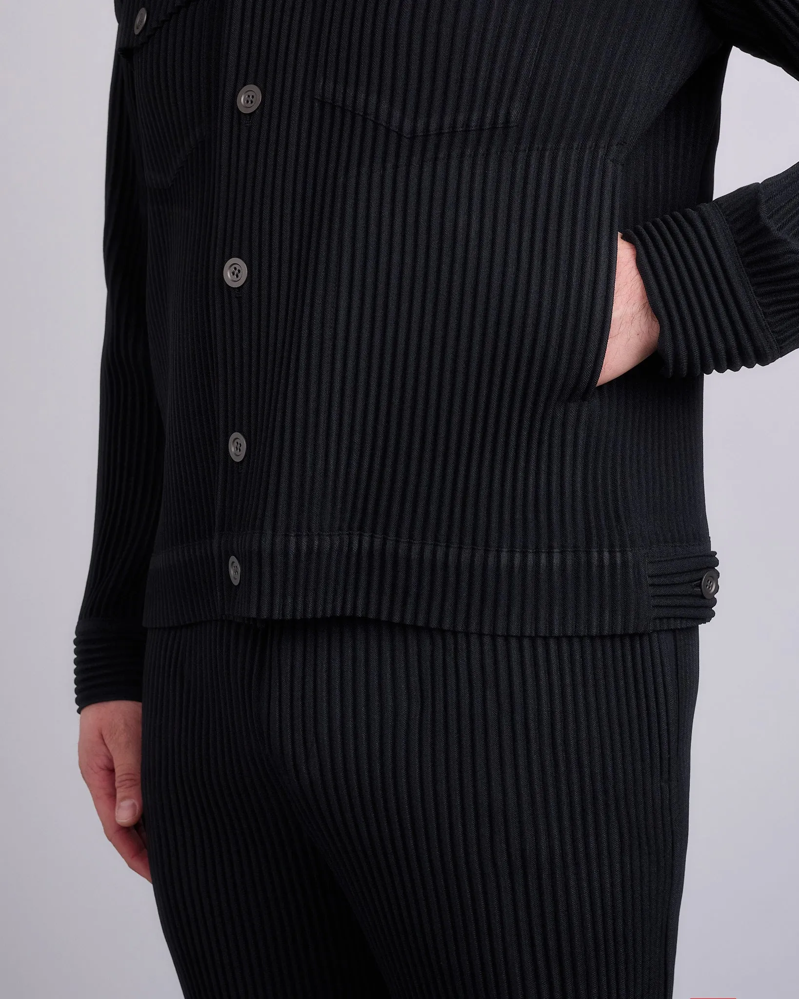 HOMME PLISS ISSEY MIYAKE Wool Like Light Trucker Jacket Black