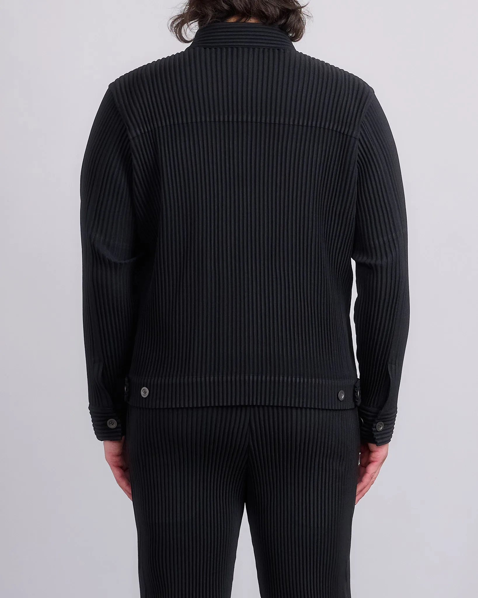 HOMME PLISS ISSEY MIYAKE Wool Like Light Trucker Jacket Black