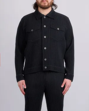 HOMME PLISS ISSEY MIYAKE Wool Like Light Trucker Jacket Black