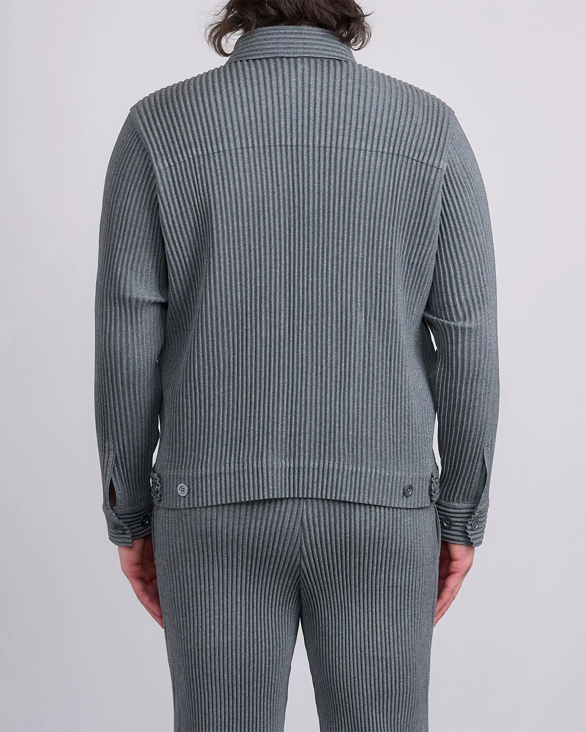 HOMME PLISS ISSEY MIYAKE Wool Like Light Trucker Jacket Gray