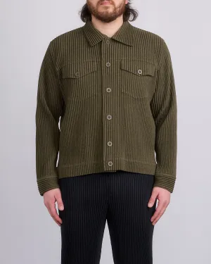 HOMME PLISS ISSEY MIYAKE Wool Like Light Trucker Jacket Khaki