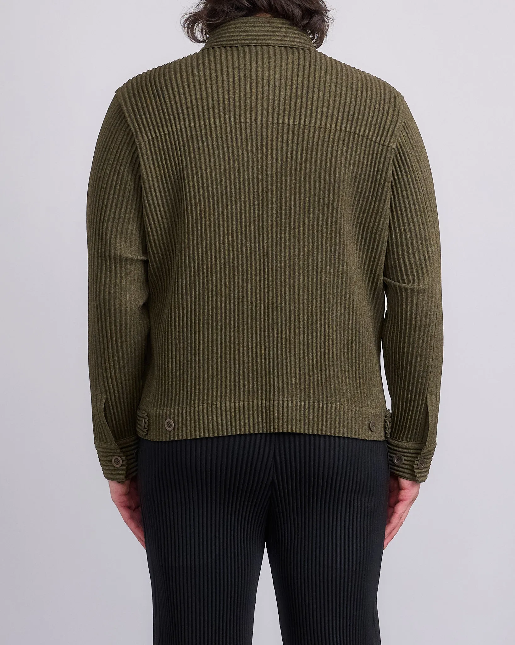 HOMME PLISS ISSEY MIYAKE Wool Like Light Trucker Jacket Khaki
