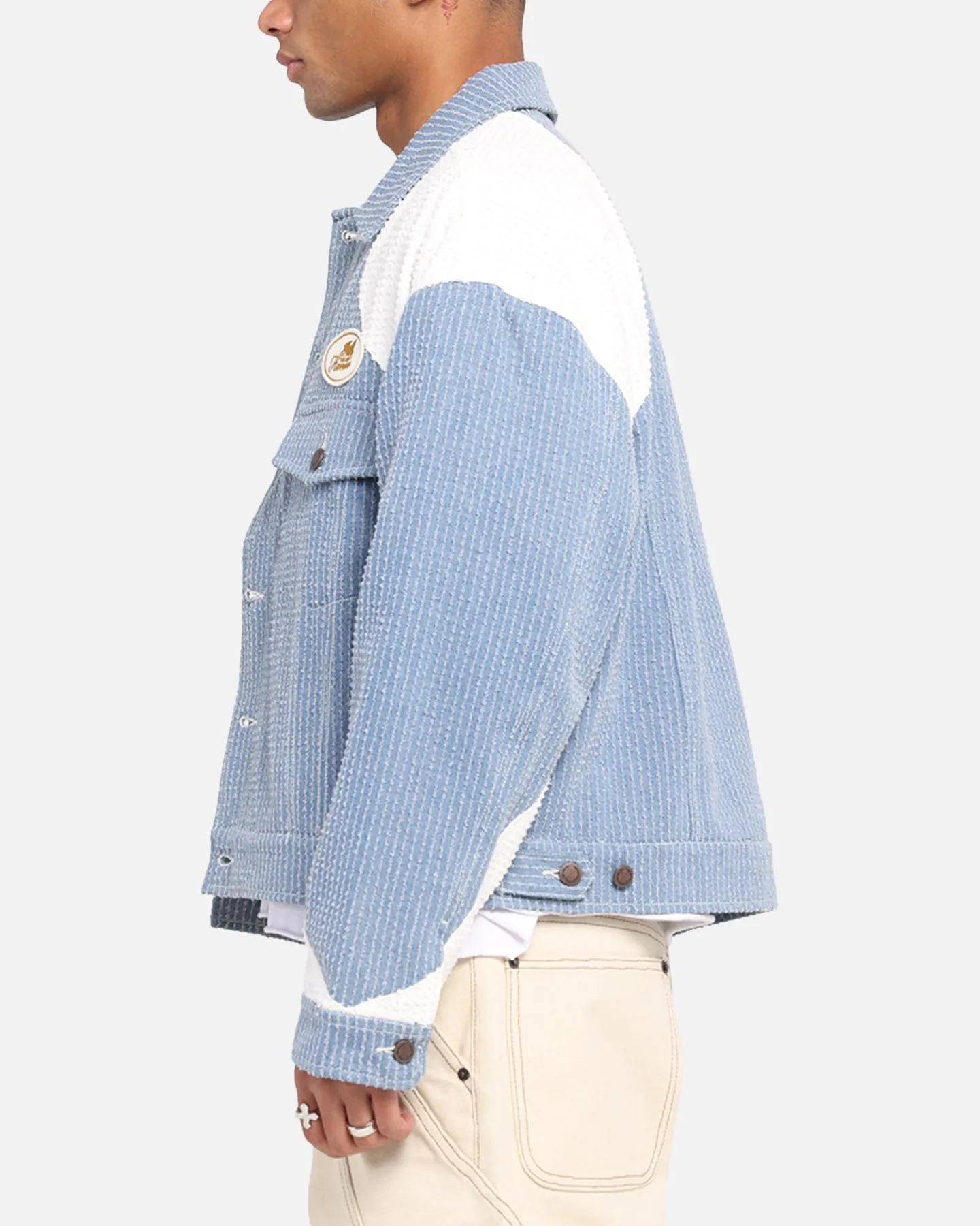 Honor The Gift Color Blocked Trucker Jacket Indigo