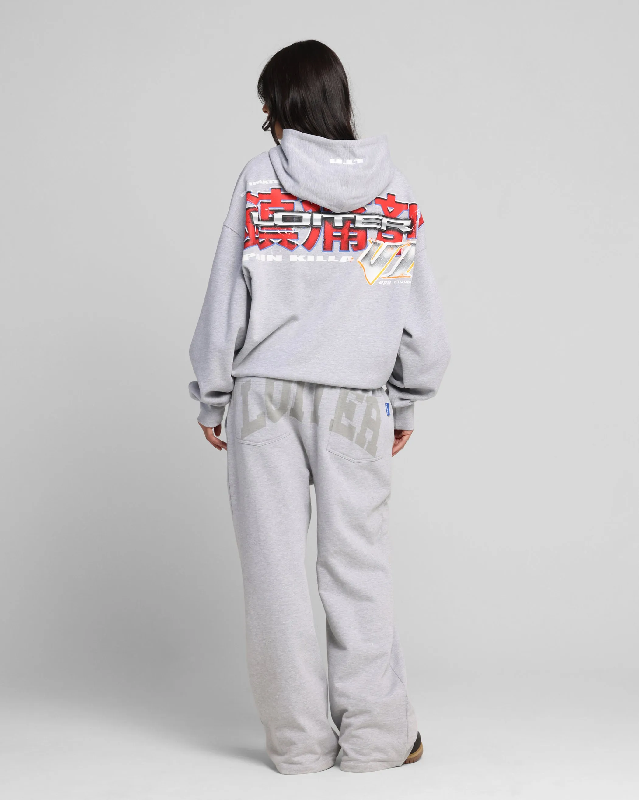 Loiter Fighter Zip Hoodie Grey