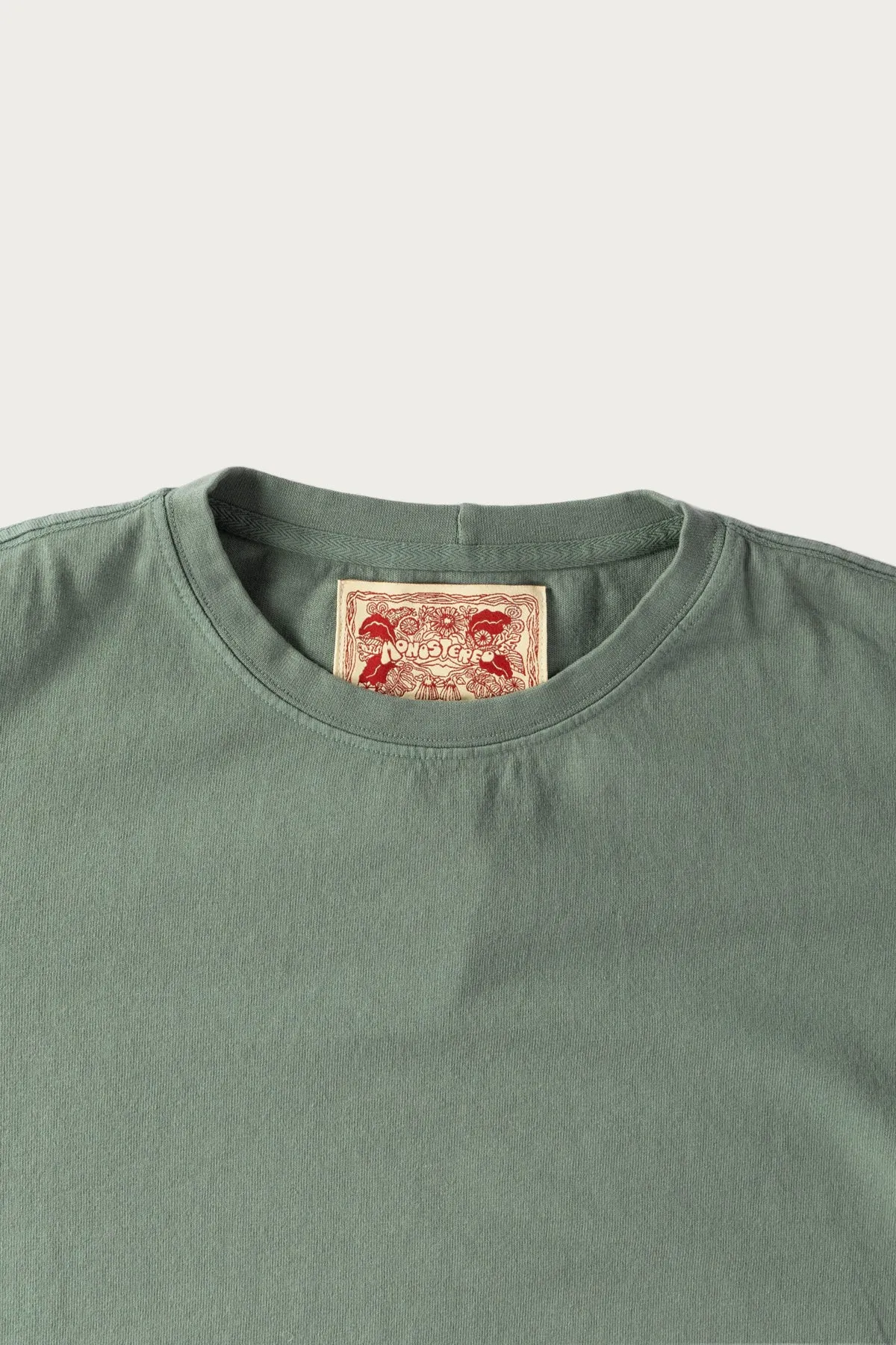On The Farm Raw Hem Tee - Pond Green