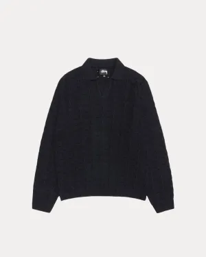 OPEN KNIT COLLARED SWEATER