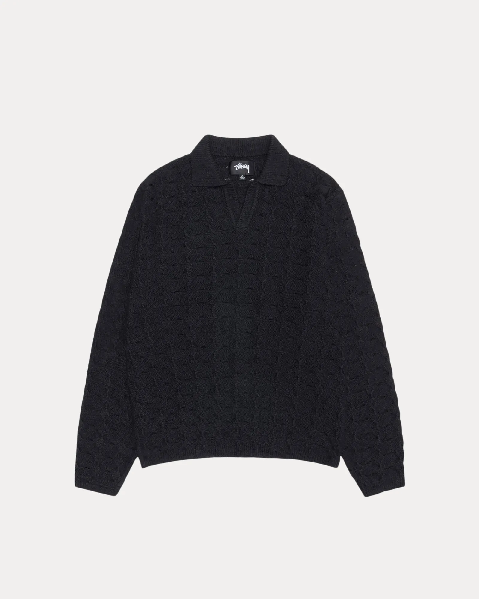 OPEN KNIT COLLARED SWEATER