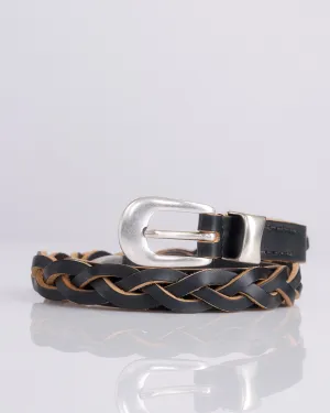 Our Legacy 2cm Braided Leather Belt Black
