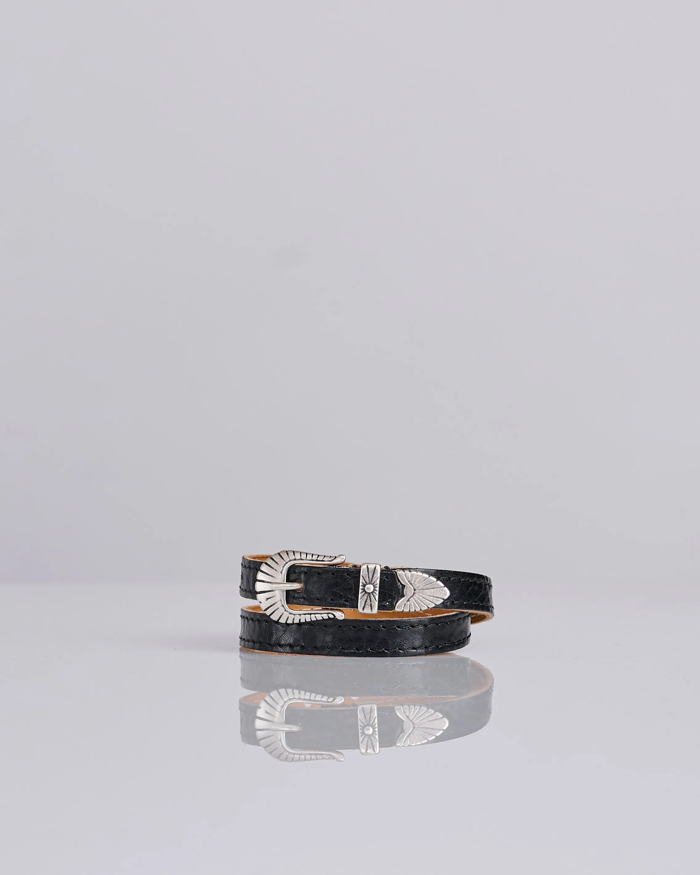 Our Legacy Cowboy Wraparound Leather Bracelet Deep Black