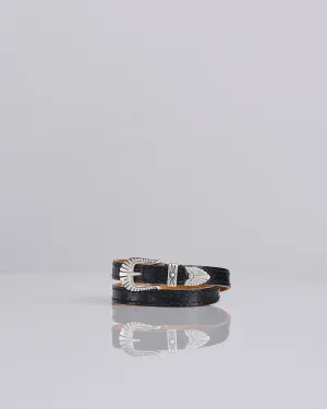 Our Legacy Cowboy Wraparound Leather Bracelet Deep Black
