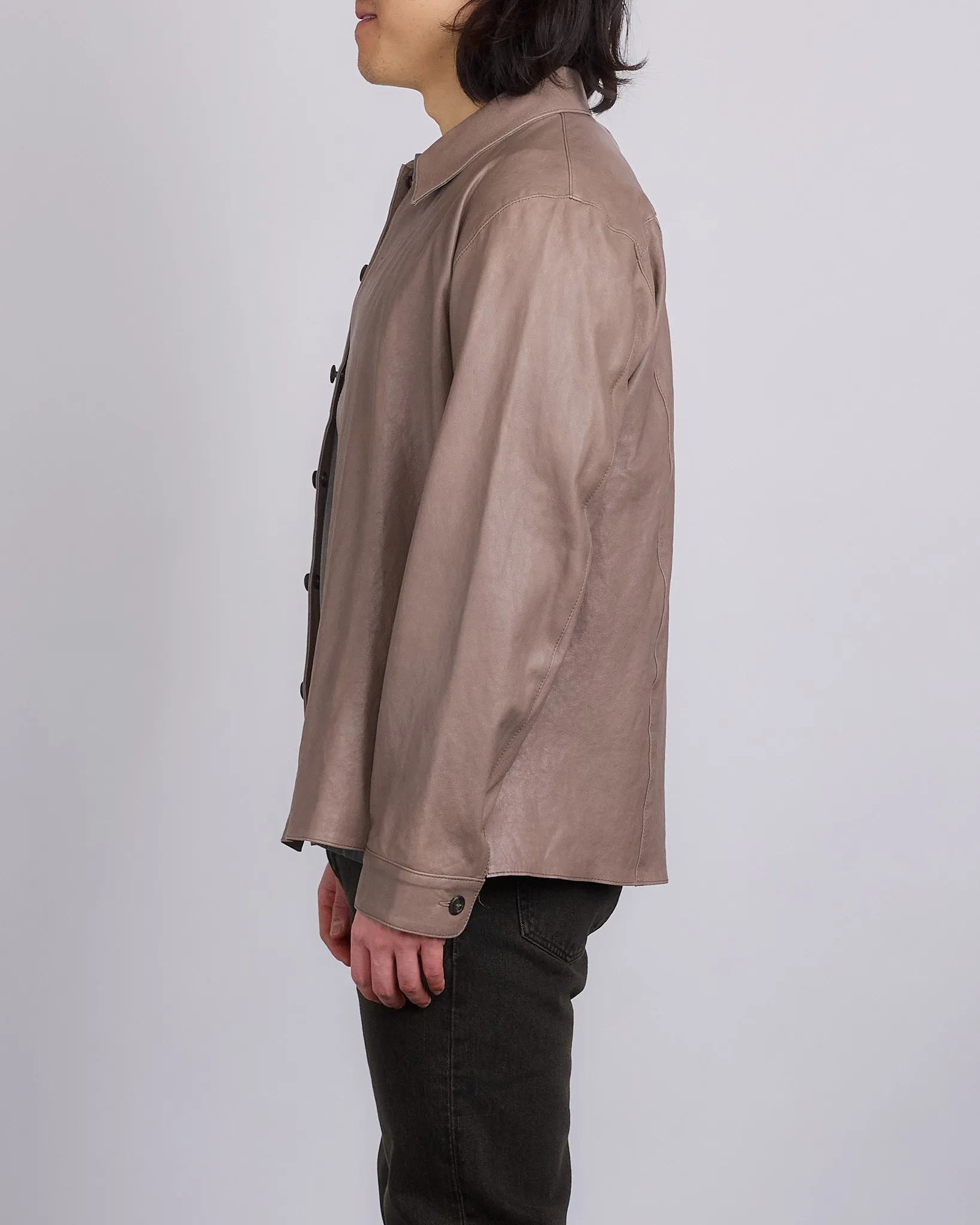 Our Legacy Welding Button Shirt Grey Lamb Leather