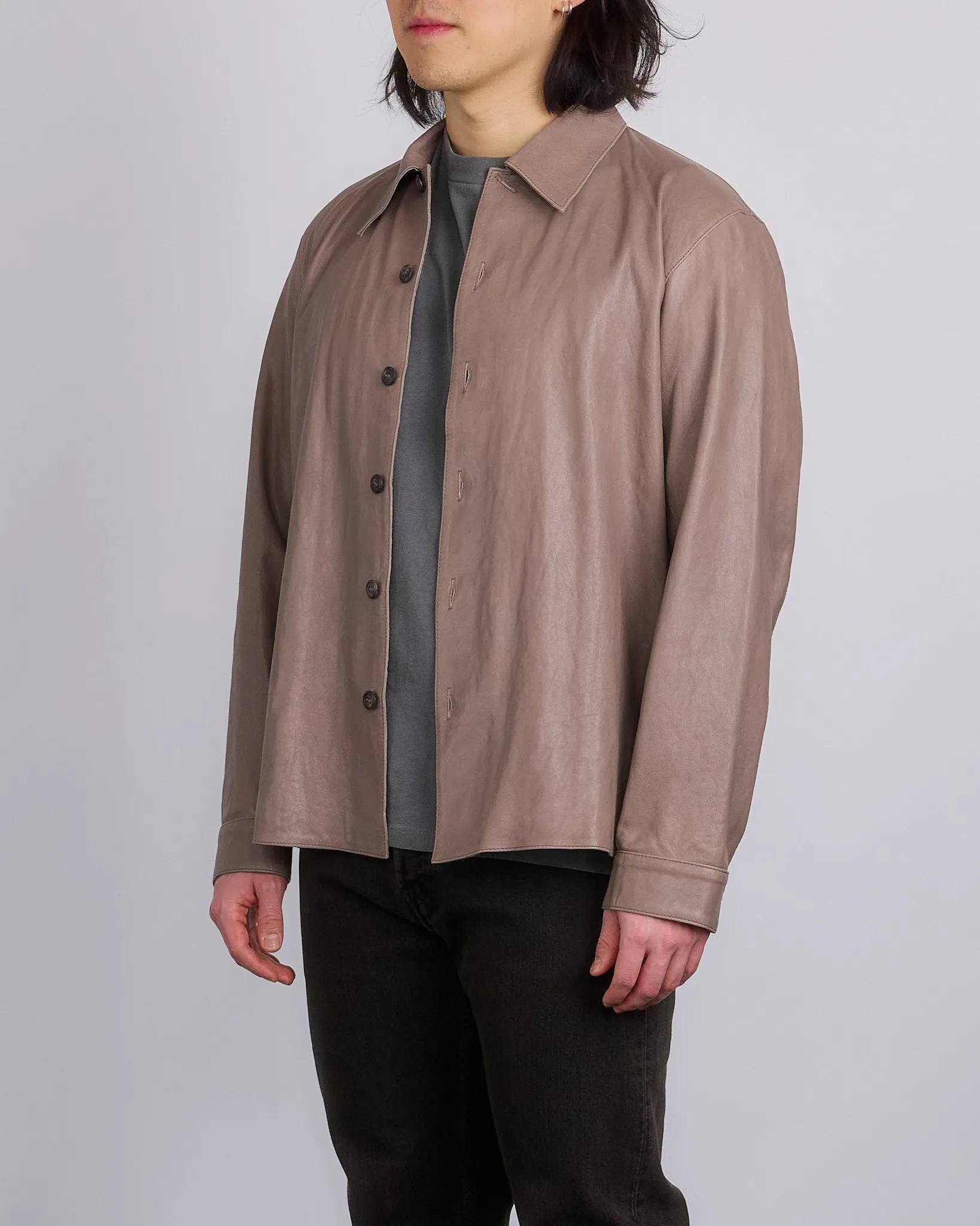 Our Legacy Welding Button Shirt Grey Lamb Leather