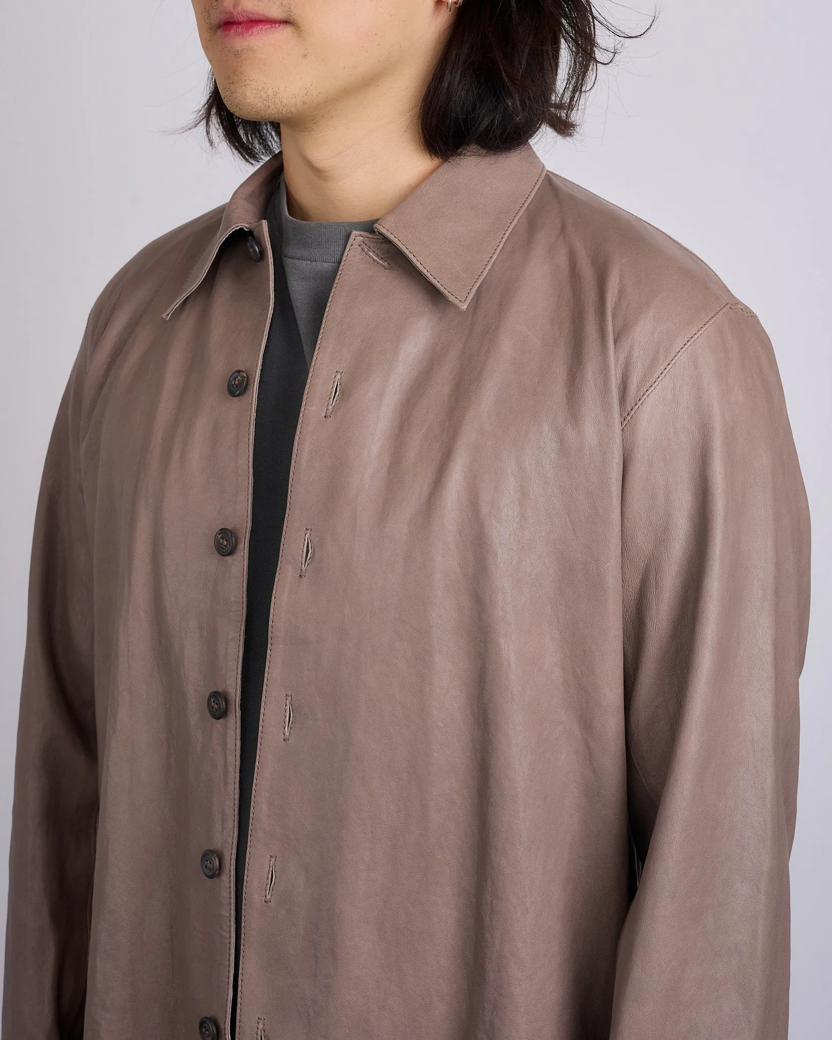 Our Legacy Welding Button Shirt Grey Lamb Leather