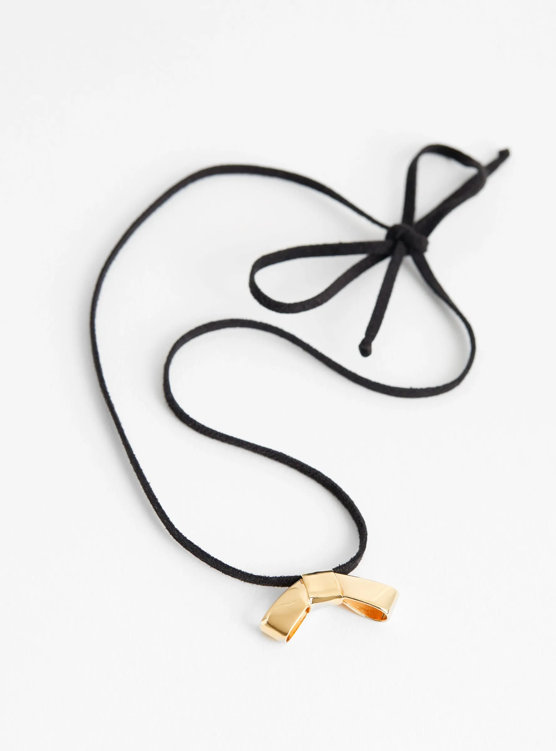 Petite Cravat Gold Necklace Black