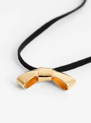Petite Cravat Gold Necklace Black