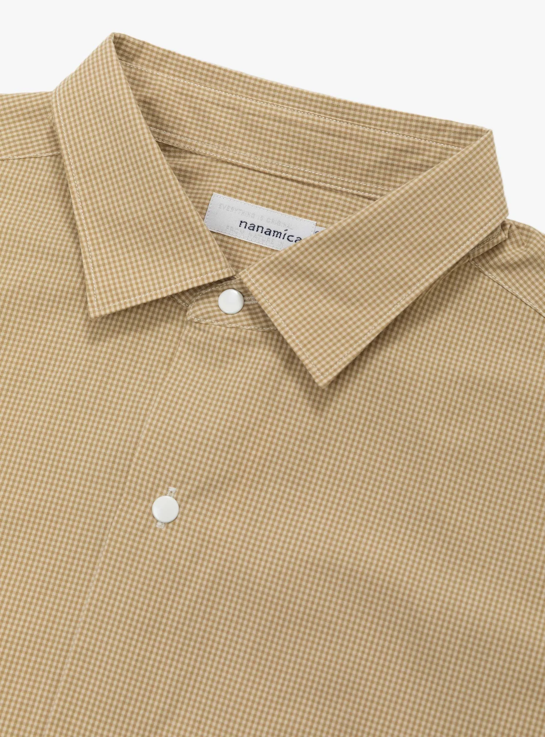 Regular Collar Gingham Check Wind Shirt Beige