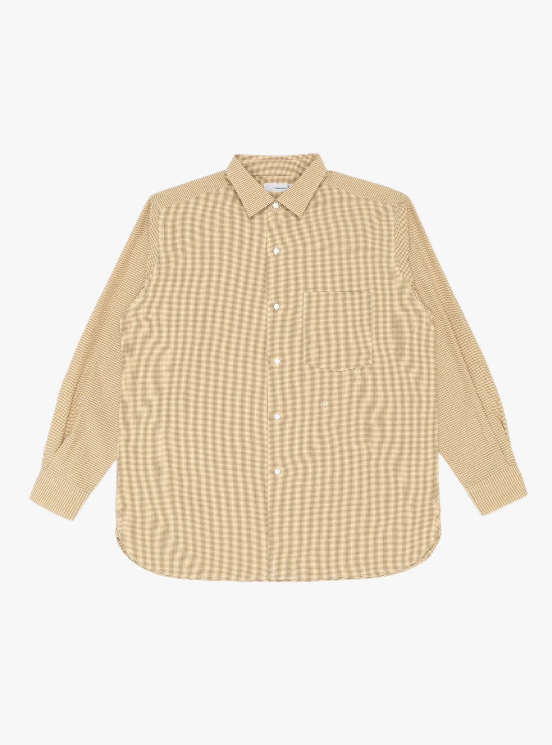 Regular Collar Gingham Check Wind Shirt Beige