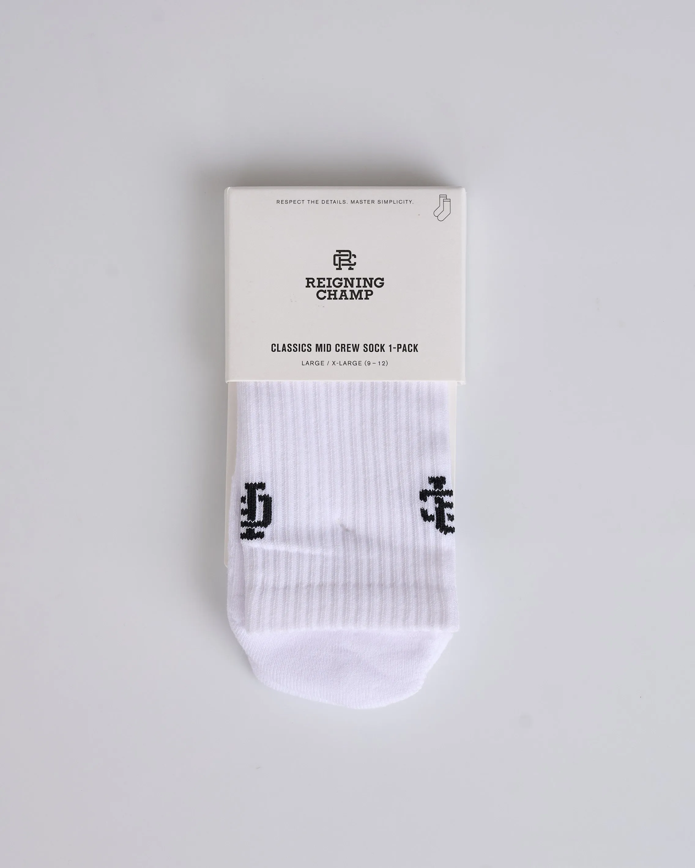 Reigning Champ Knit Classic Crew Sock White