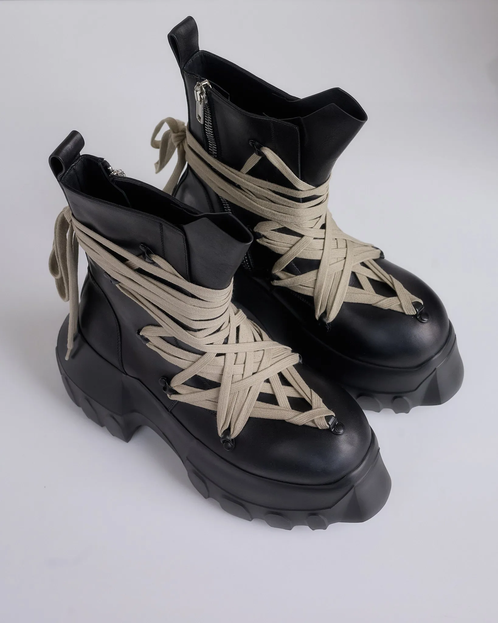 Rick Owens Mega Laced Megatractor Boot Black Pearl