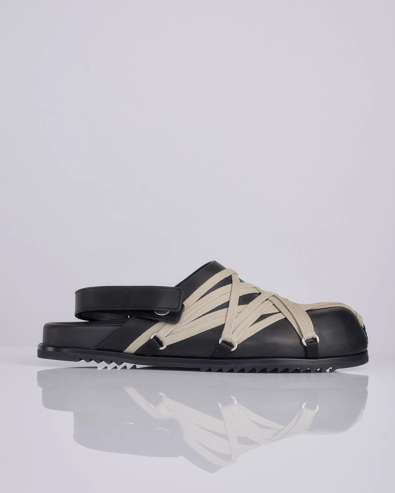 Rick Owens Megalaced Mule Granola Sandal Black Pearl
