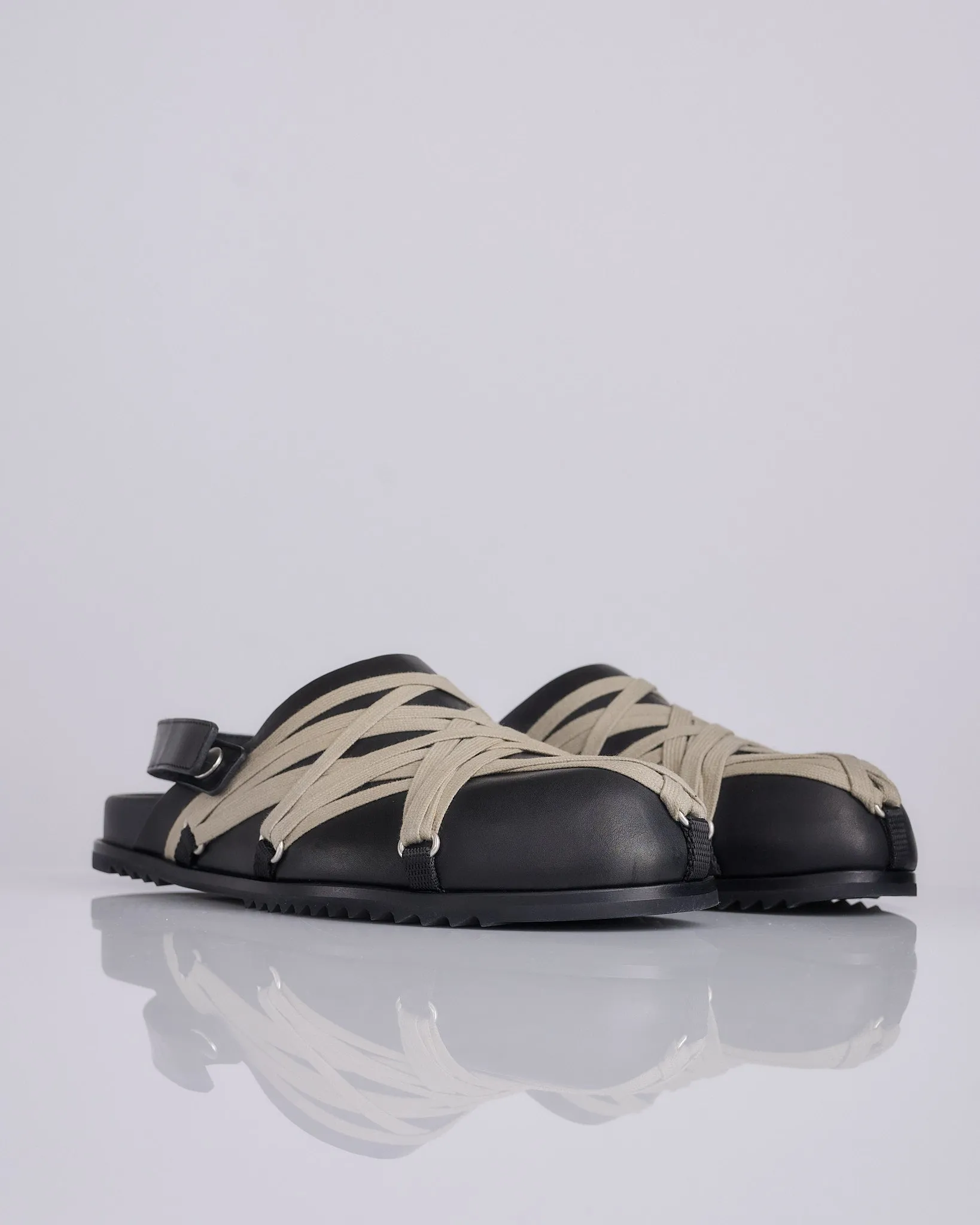 Rick Owens Megalaced Mule Granola Sandal Black Pearl