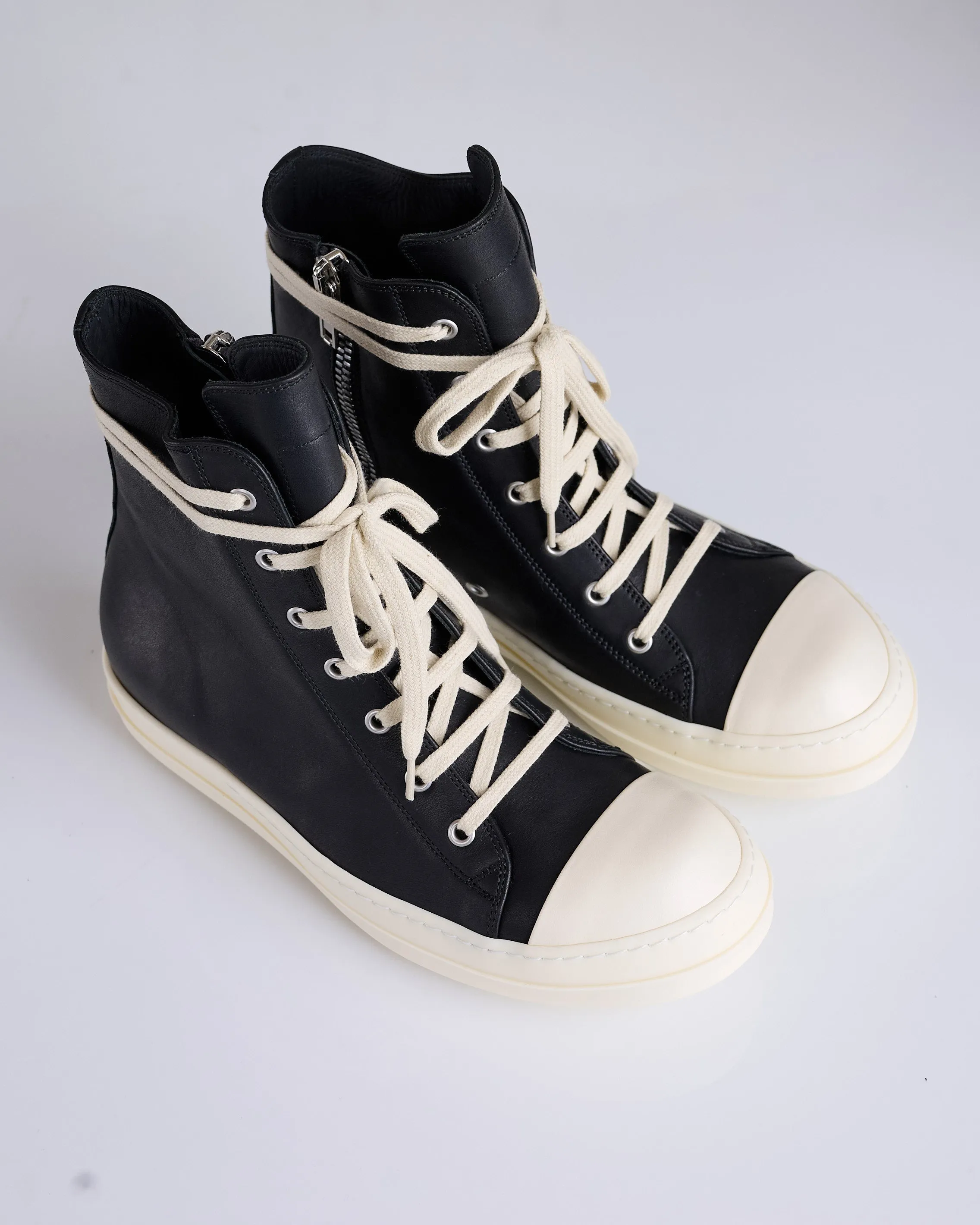Rick Owens Sneakers Washed Calf Black/Milk/Milk