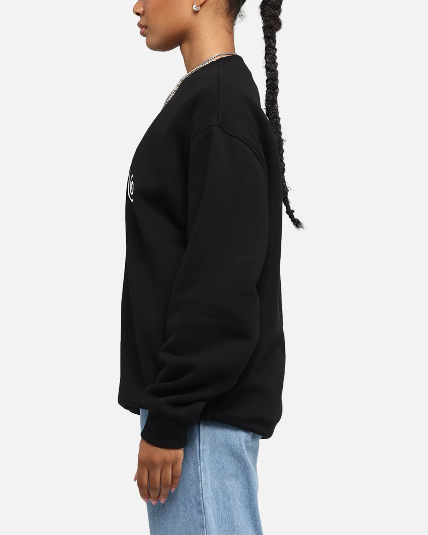 S Double Shawn Script Crewneck Black