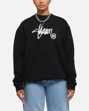S Double Shawn Script Crewneck Black