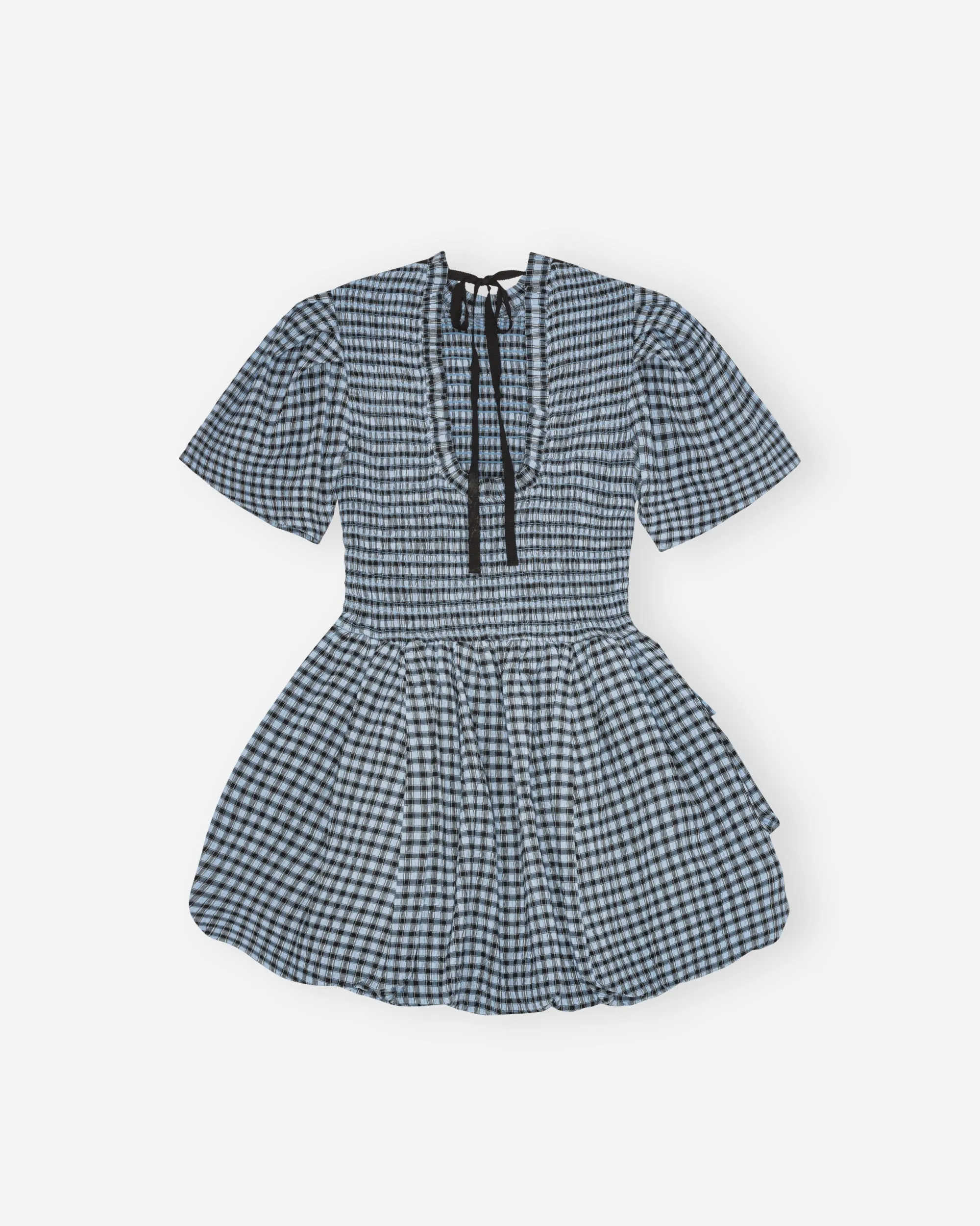 Seersucker Check Mini Smock Dress