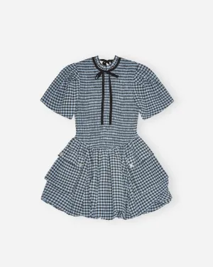 Seersucker Check Mini Smock Dress