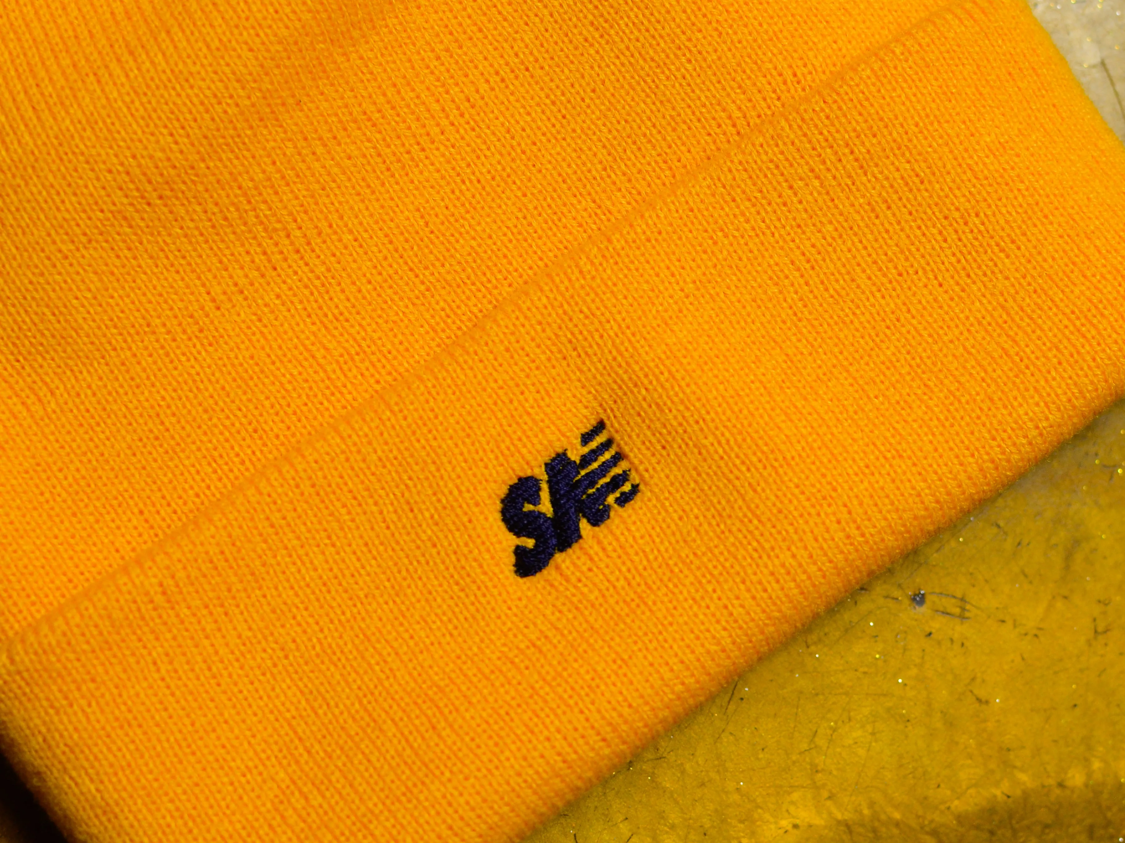 SM Classic Micro Embroidered Cuff Beanie - Gold / Navy