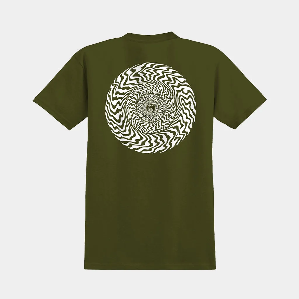 SPITFIRE SWIRLED CLASSIC TEE - MILITARY GREEN/WHITE
