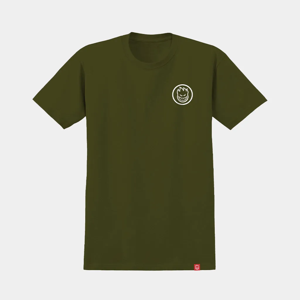 SPITFIRE SWIRLED CLASSIC TEE - MILITARY GREEN/WHITE